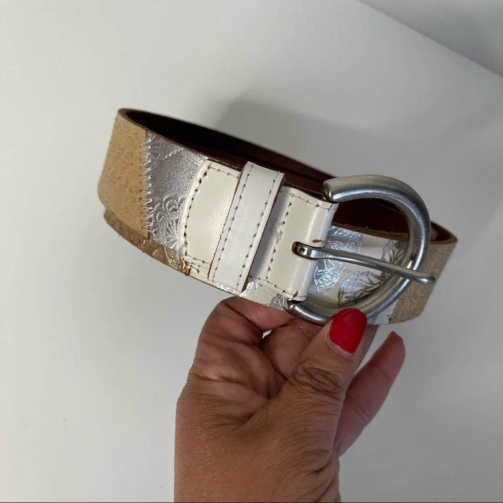 Fossil Embellished Leather Belt Grunge Boho